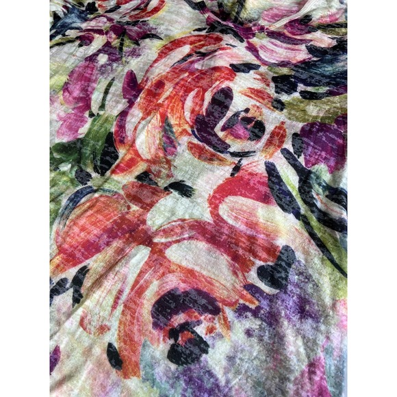 Jess & Jane Shirt Womens 1X Multicolor Floral Tunic Top Asymmetric Hem Made USA - Picture 4 of 11